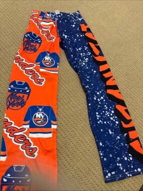 Girls New York Islanders Split-Print Lounge Pants - Orange & Navy